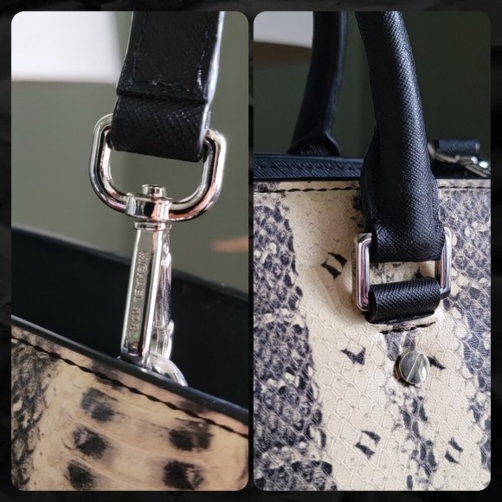 Michael Kors Selma Large Black Cream Python Embos… - image 5